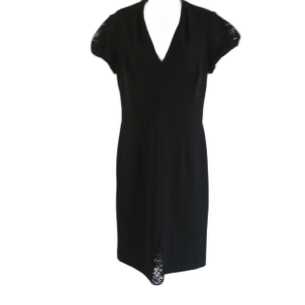 Betsey Johnson dress black flutter sleeves lace accents sz 10 party career